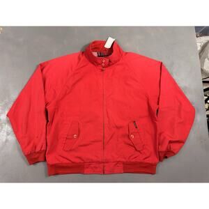 Vintage Eddie Bauer Jacket Mens XL Red Zip Up Harrington Button Collar Bomber